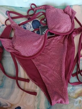 Zara Shimmer Pink Underwire Bikini Set L